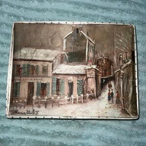 VNTG  (1940’S) HANES HOSIERY ADVERTISING SILK BOX W/ ARTWORK BY MAURICE UTRILLO